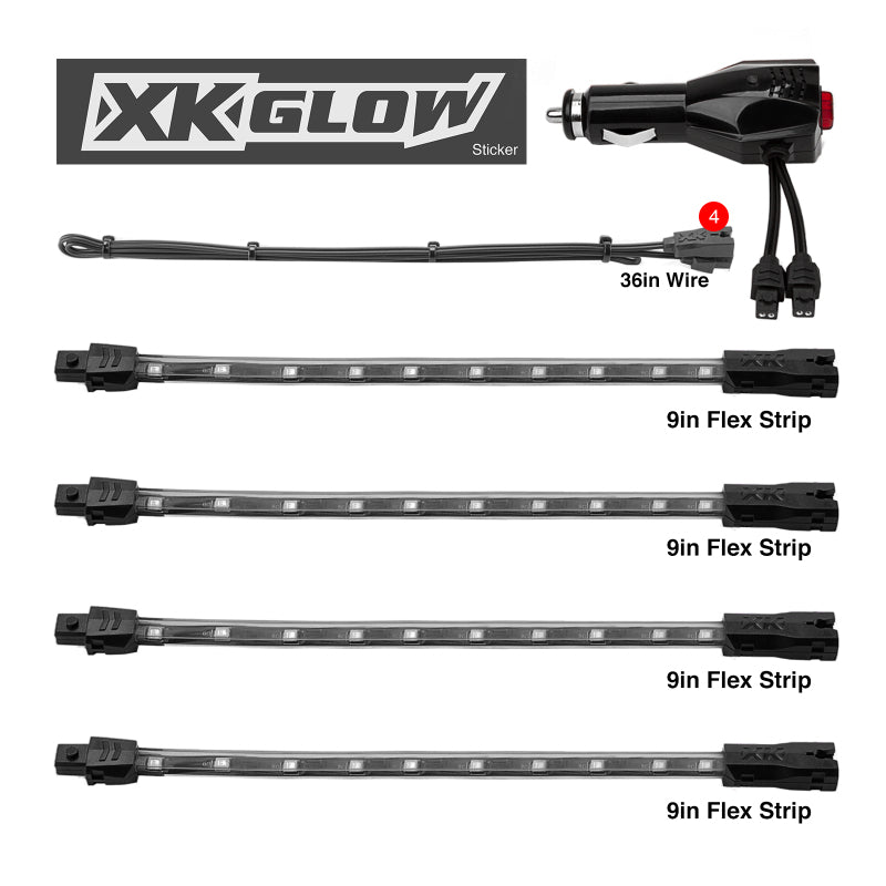XKGLOW XK Glow Single Color XKGLOW UnderglowLED Accent Light Car/Truck Kit Blue - 4x8In XK041004-B XK041004-B User 1