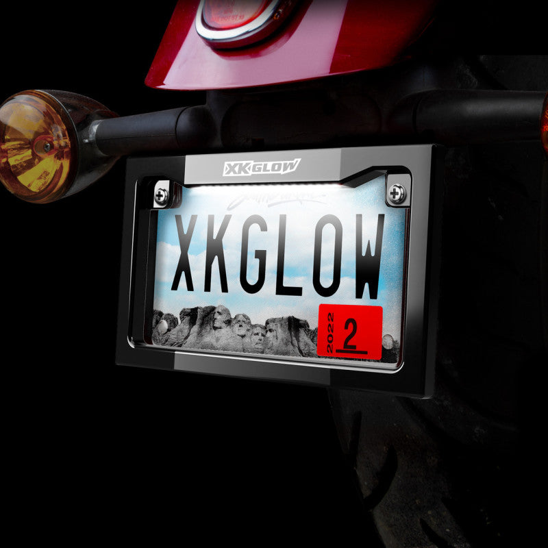 XKGLOW XK Glow Motorcycle License Plate Frame Light w/ White LED - Black XK034019-B XK034019-B User 1
