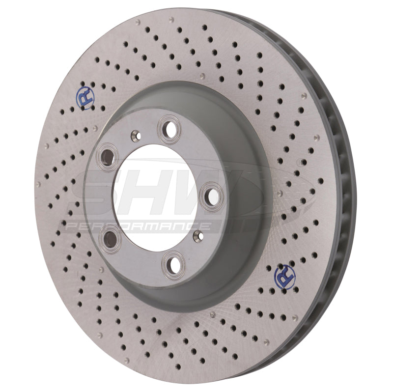 SHW Performance SHW 09-13 Porsche 911 Turbo w/Center Lock/Spyder Whl w/o Ceramic Brake Right Front Drill-Dimp Rotor PFR31005 PFR31005 Photo - Primary