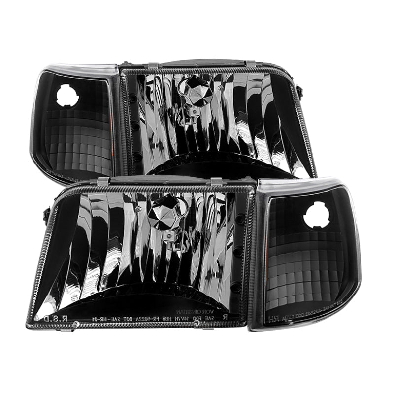SPYDER Xtune Ford Ranger 93-97 Crystal Headlights w/ Corner Lights 4pcs Sets Black HD-JH-FR93-SET-BK 9029363 9029363 Photo - Primary