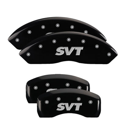 MGP 4 Caliper Covers Engraved Front & Rear SVT Black finish silver ch 10017SSVTBK 10017SSVTBK Photo - Primary