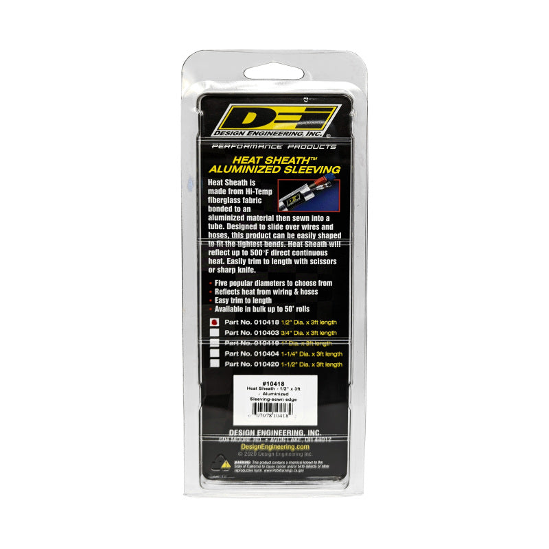 DEI Heat Sheath 1/2in I.D. x 3ft - Aluminized Sleeving- Sewn Edge 10418 10418 Photo - Unmounted