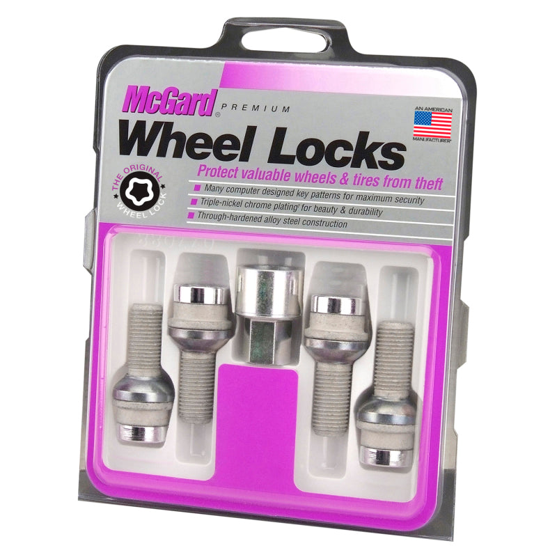 McGard Wheel Lock Bolt Set - 4pk. (Radius Seat) M14X1.5 / 19mm Hex / 35.4mm Shank Length - Chrome 28032 28032 Photo - in package