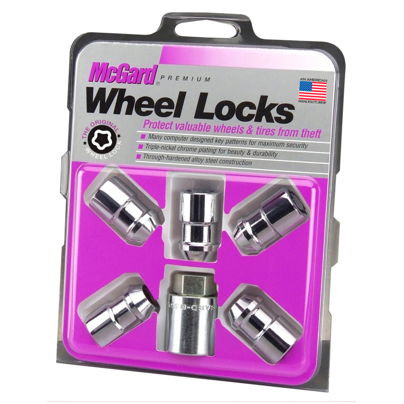 McGard Wheel Lock Nut Set - 5pk. (Cone Seat) 7/16-20 / 3/4 Hex / 1.46in. Length - Chrome 24532 24532 Photo - in package