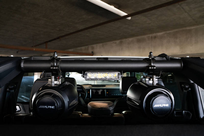 DV8 Offroad 21-22 Ford Bronco 4dr Rear Speaker & Light Mount Bar BRSB-01 BRSB-01 Photo - Mounted