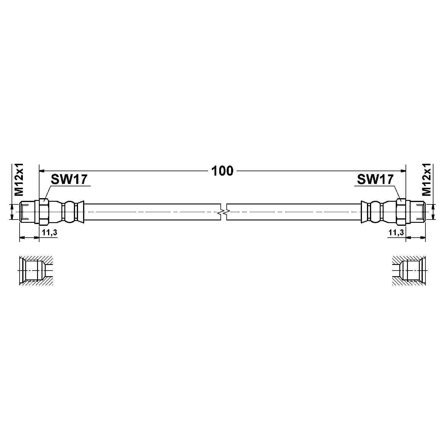 ATE Brake Hydraulic Hose 331512 main image