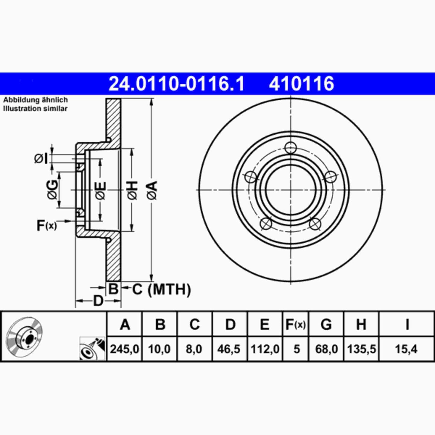 ATE Disc Brake Rotor