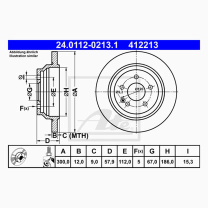 ATE Disc Brake Rotor 412213