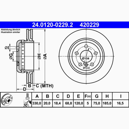 ATE Disc Brake Rotor 420229