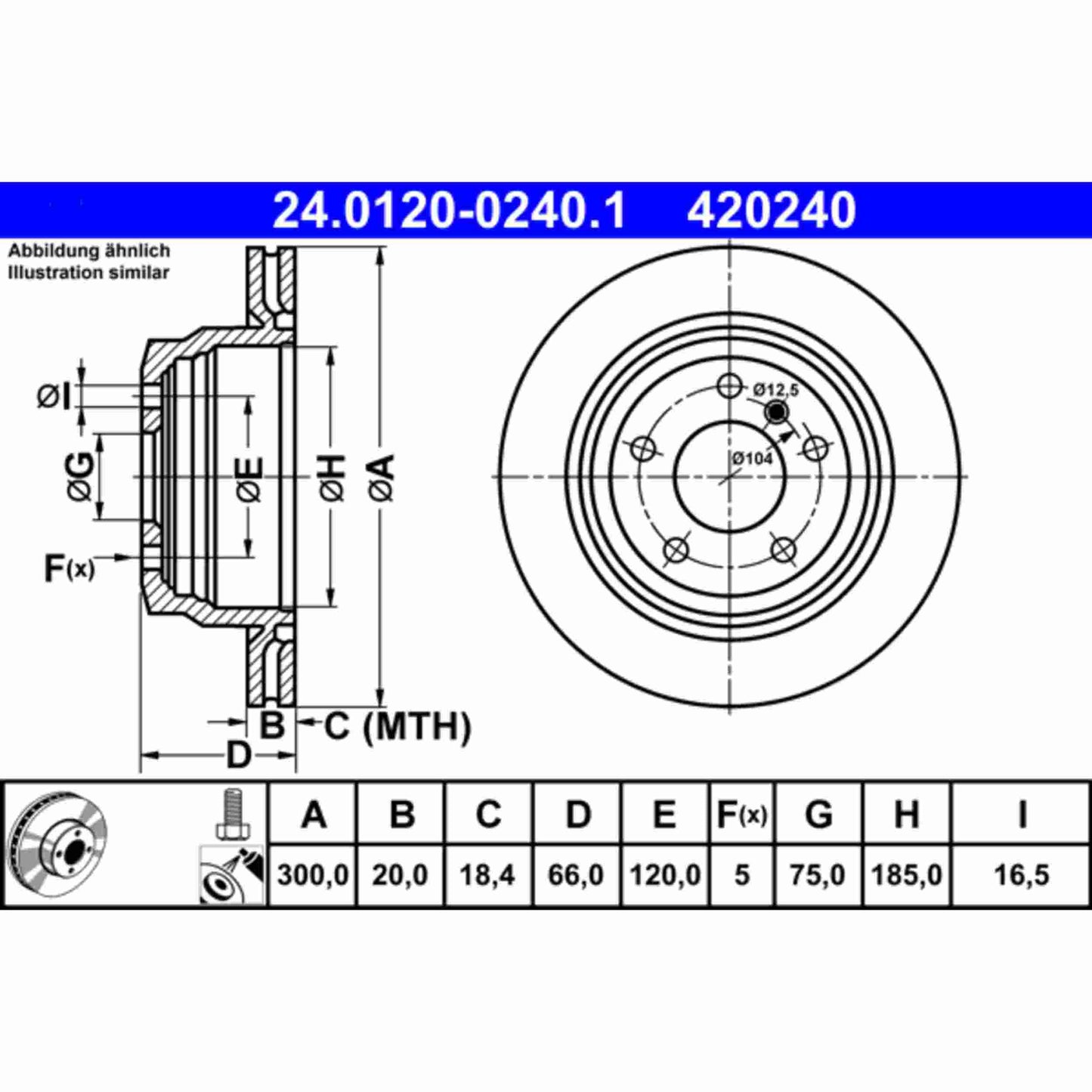 ATE Disc Brake Rotor 420240