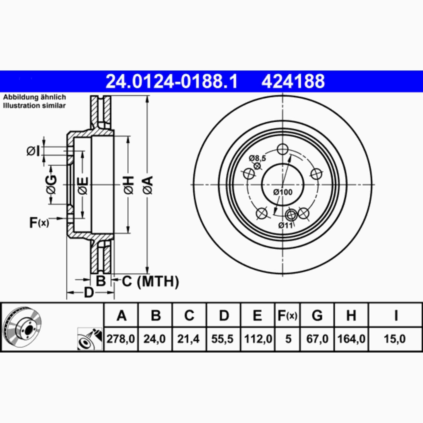 ATE Disc Brake Rotor 424188