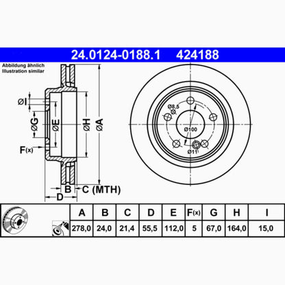 ATE Disc Brake Rotor 424188