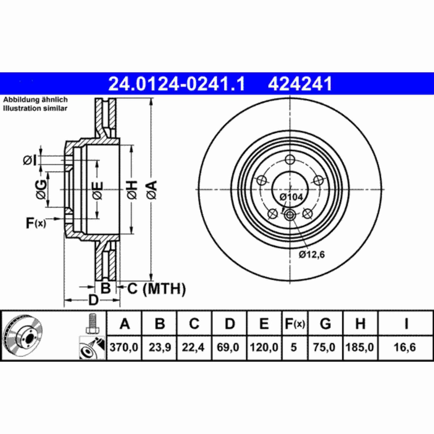 ATE Disc Brake Rotor 424241