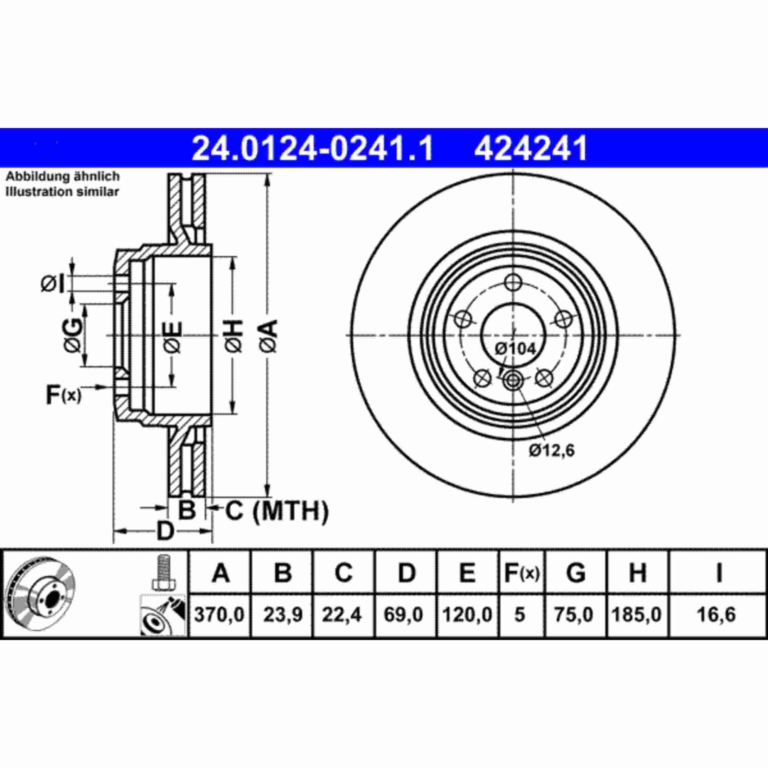 ATE Disc Brake Rotor 424241
