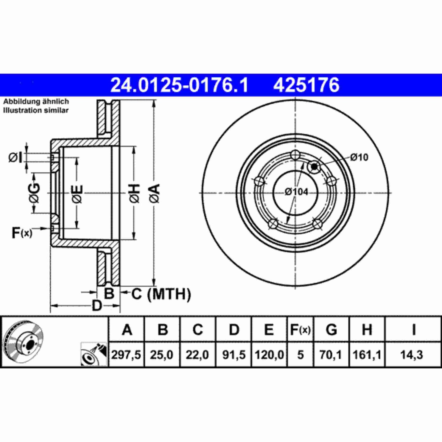 ATE Disc Brake Rotor 425176