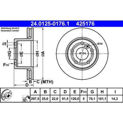 ATE Disc Brake Rotor 425176