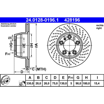 ATE Disc Brake Rotor 428196