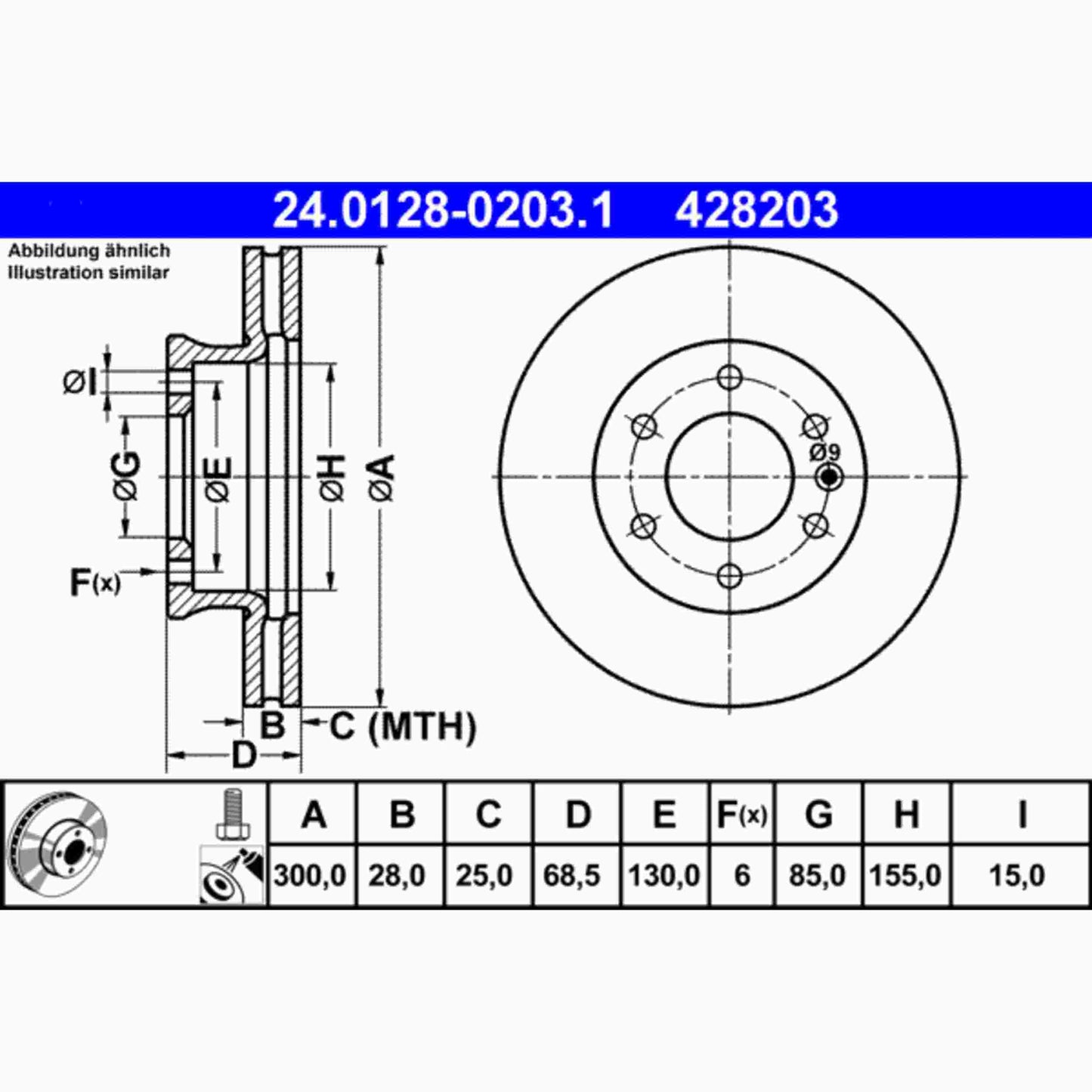 ATE Disc Brake Rotor 428203