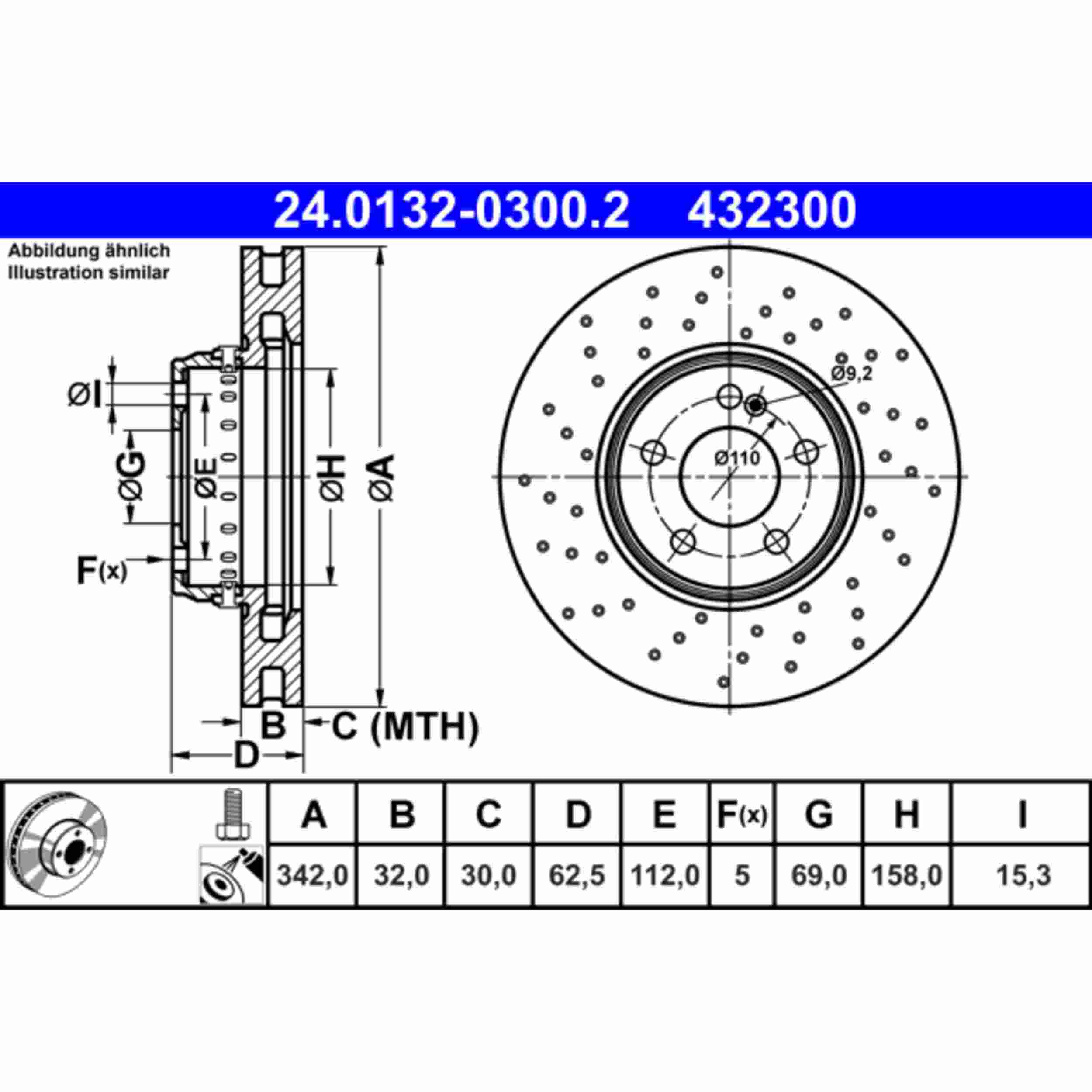ATE Disc Brake Rotor 432300