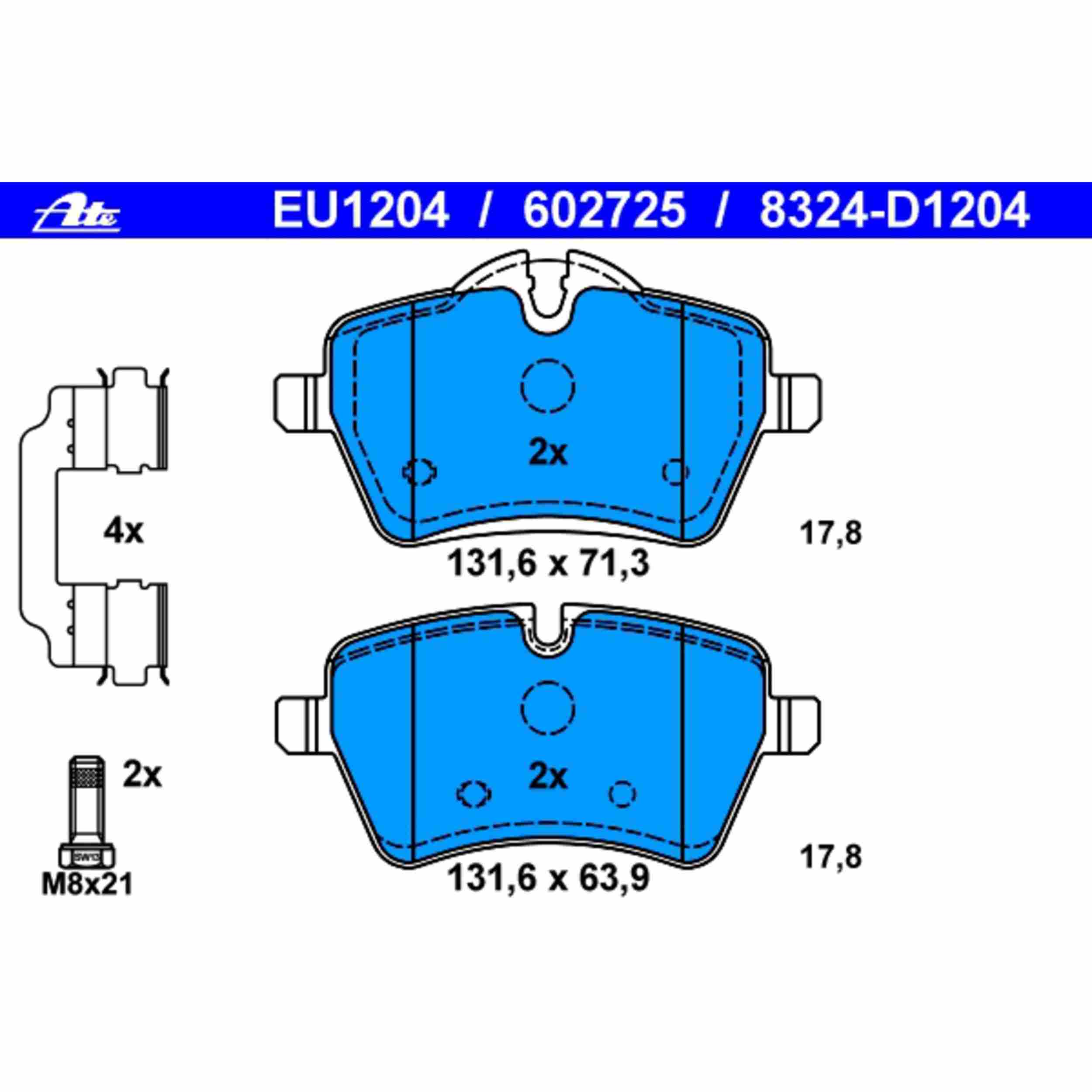 ATE Disc Brake Pad Set 602725