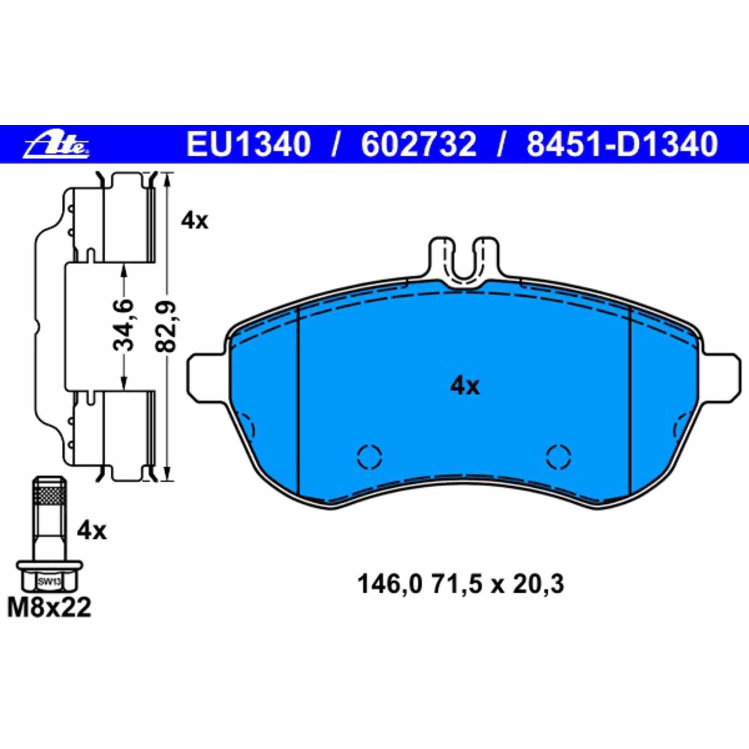 ATE Disc Brake Pad Set 602732