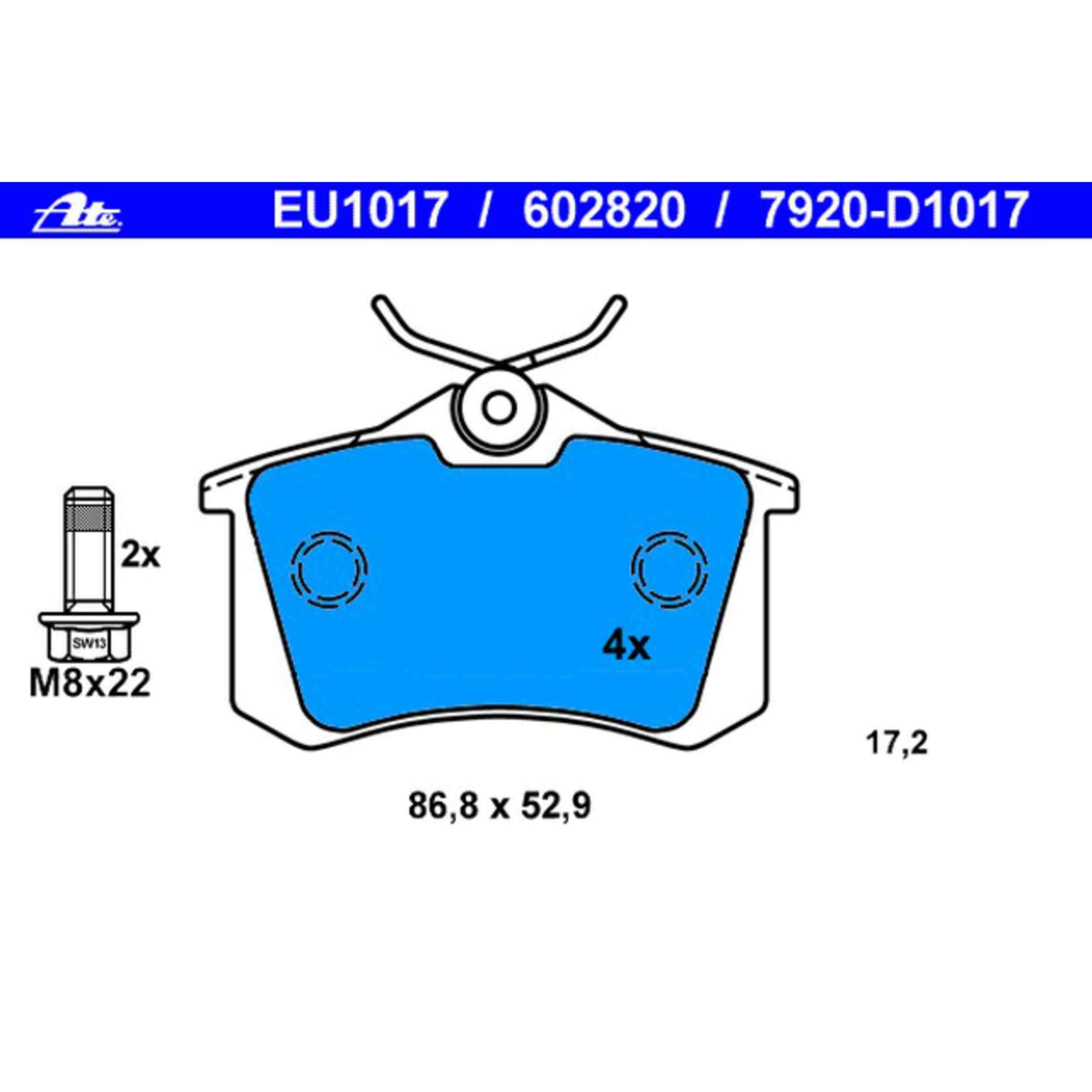 ATE Disc Brake Pad Set 602820