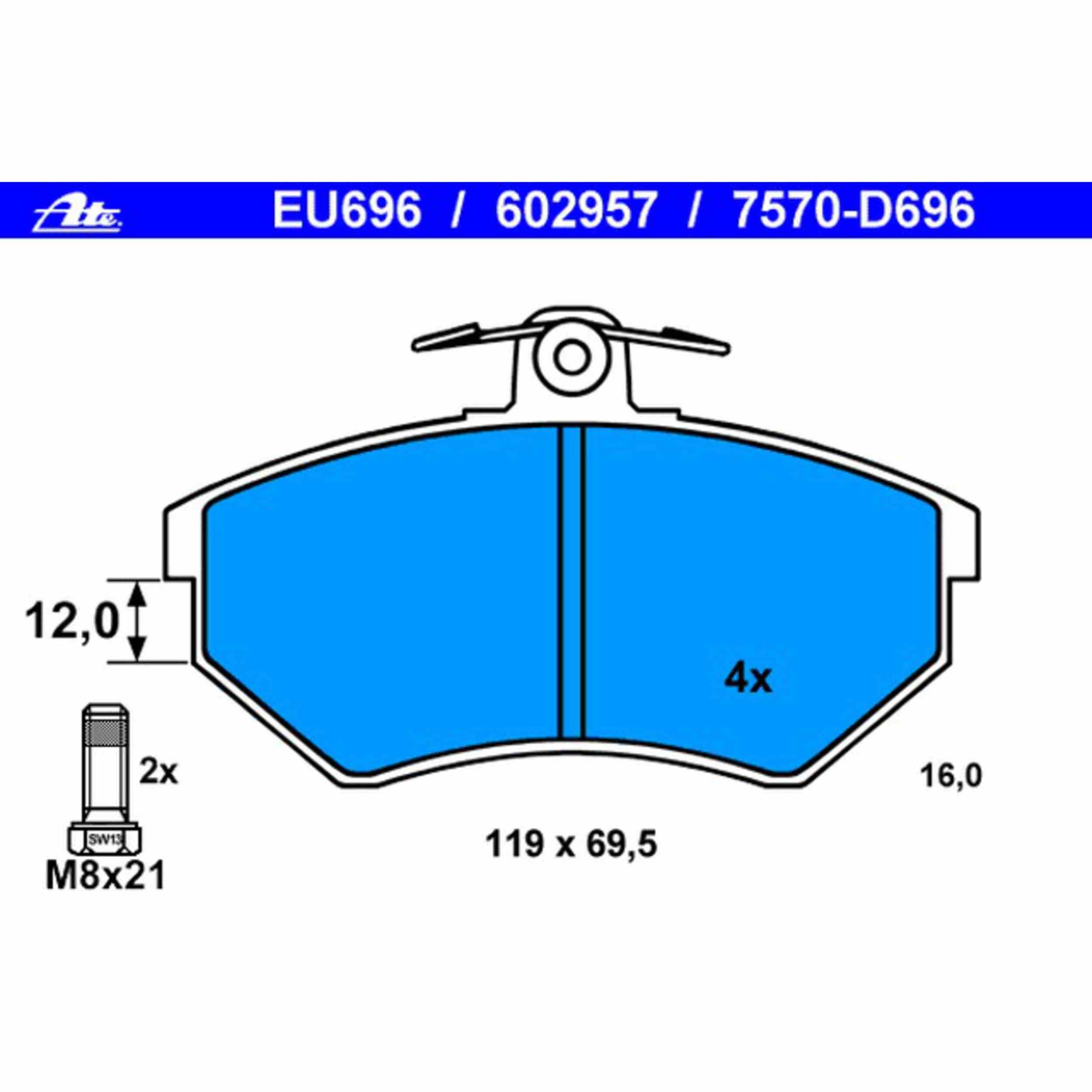 ATE Disc Brake Pad Set 602957