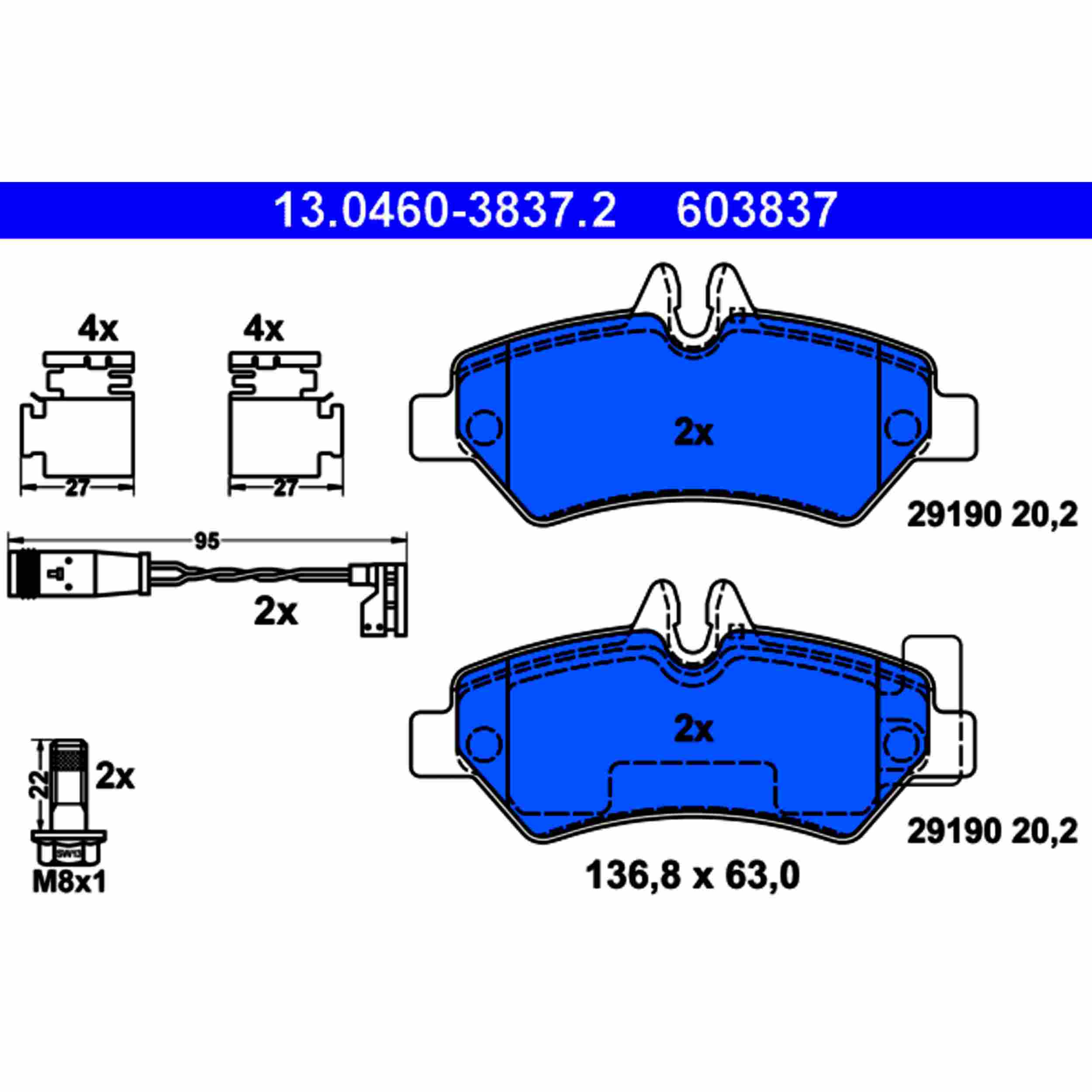 ATE Disc Brake Pad Set 603837