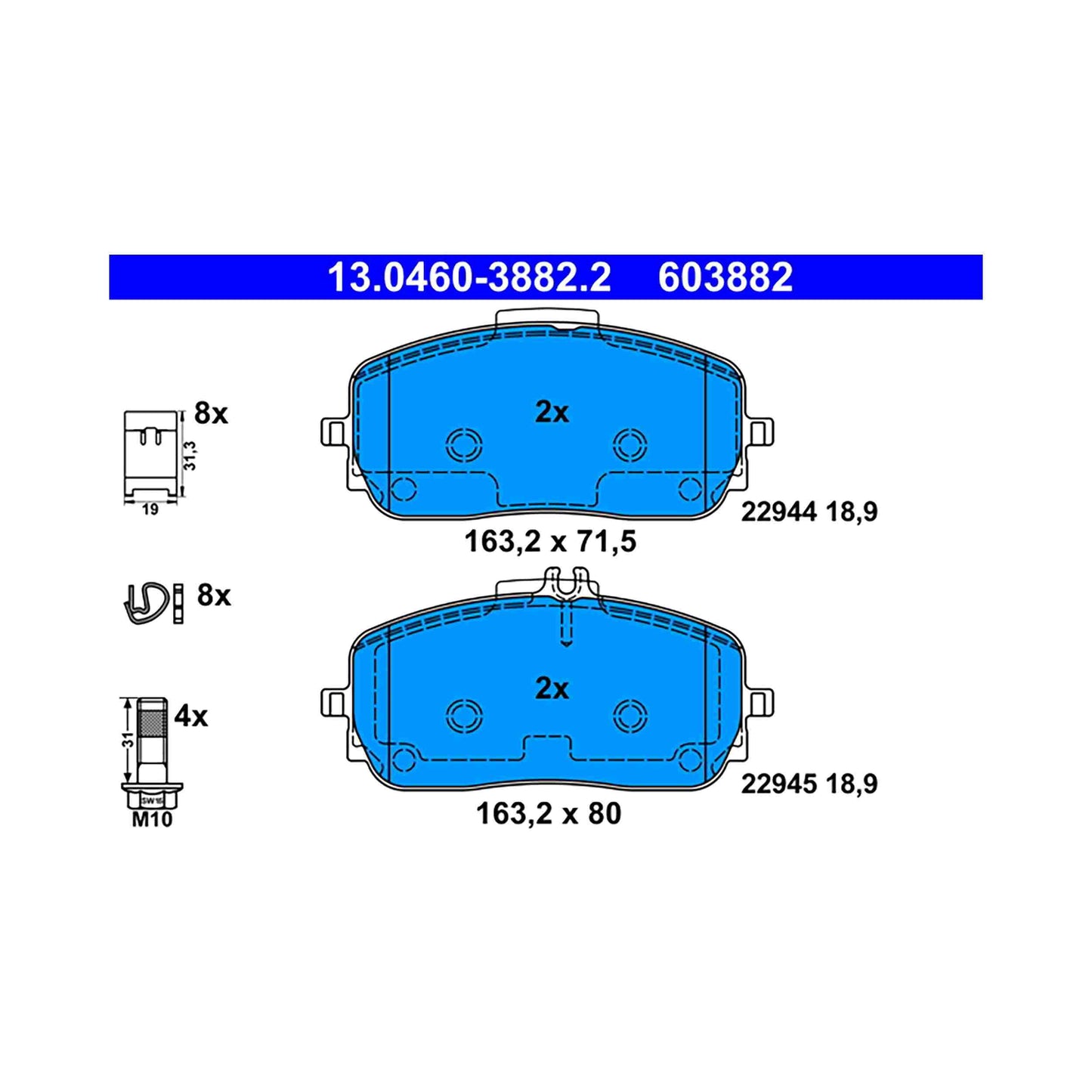ATE Disc Brake Pad Set 603882