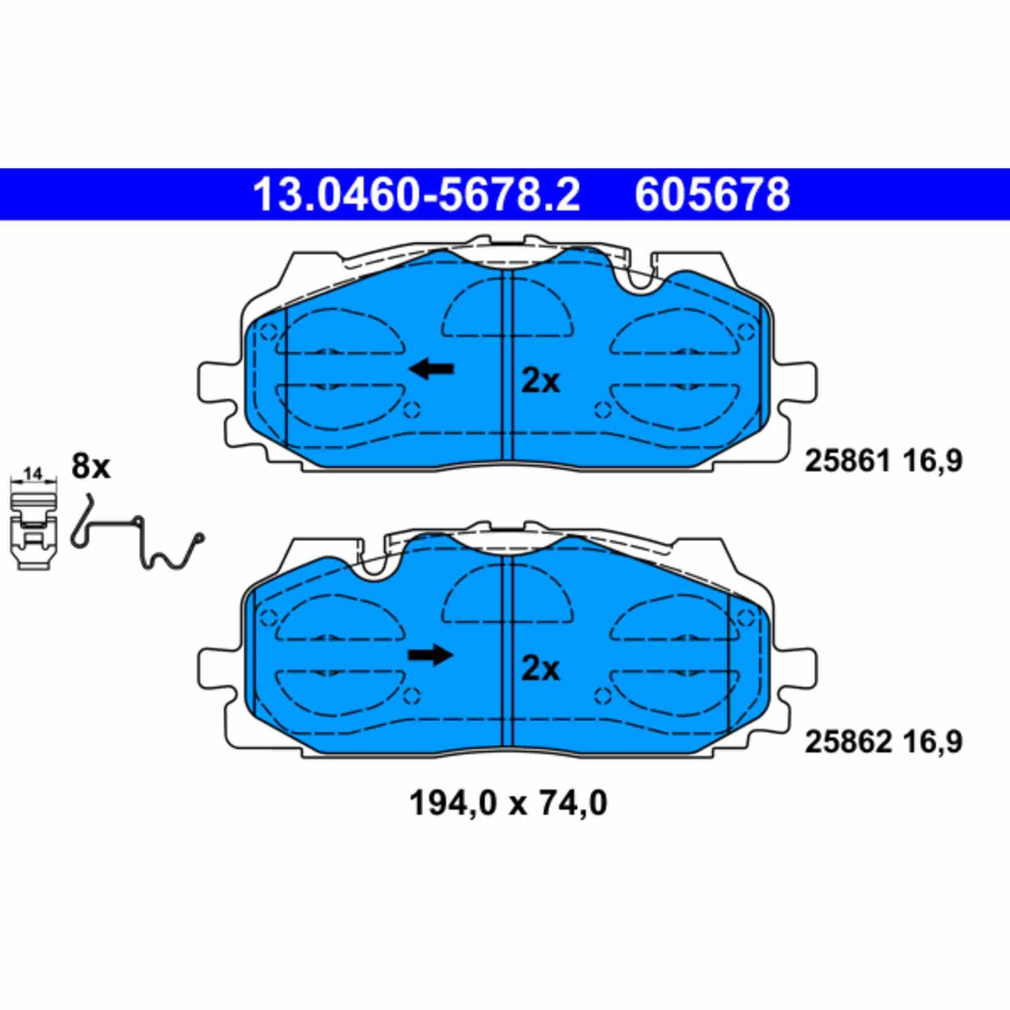 ATE Disc Brake Pad Set 605678
