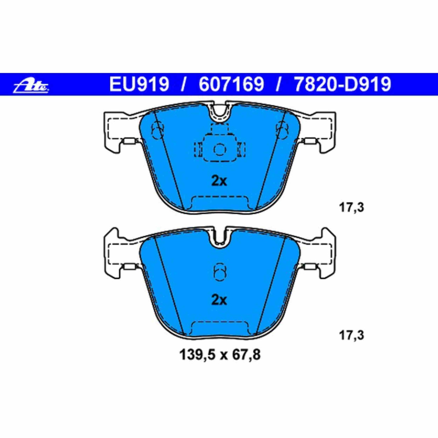 ATE Disc Brake Pad Set 607169