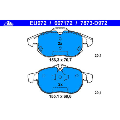 ATE Disc Brake Pad Set 607172 image 2
