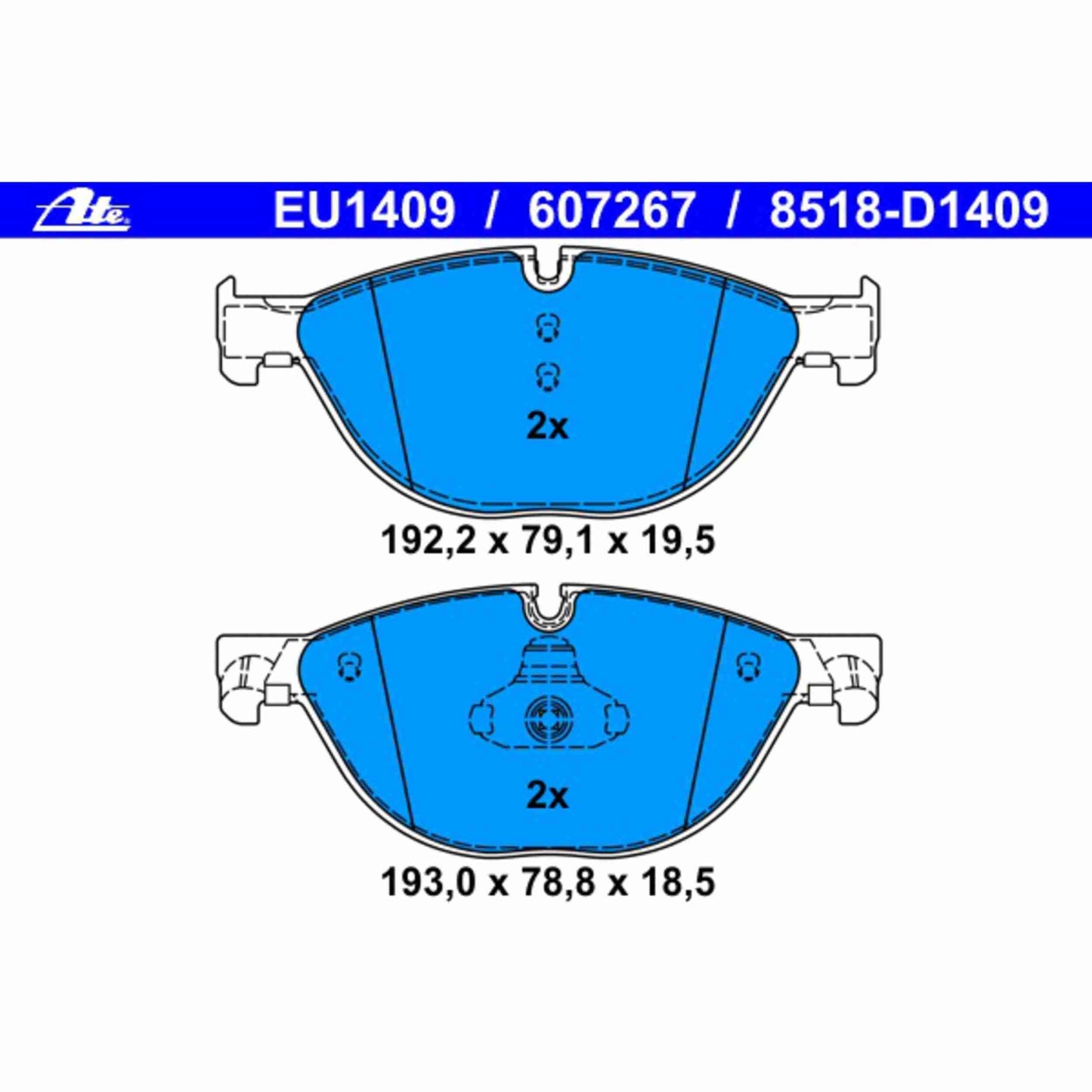 ATE Disc Brake Pad Set 607267