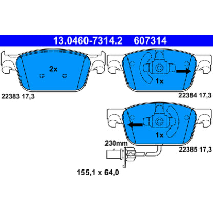 ATE Disc Brake Pad Set 607314