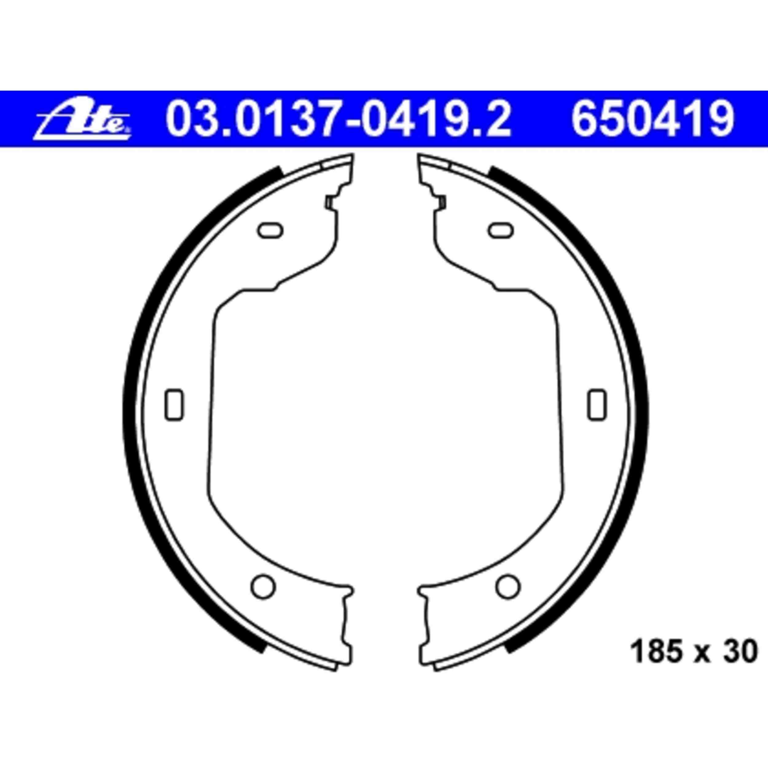 ATE Parking Brake Shoe Set 650419