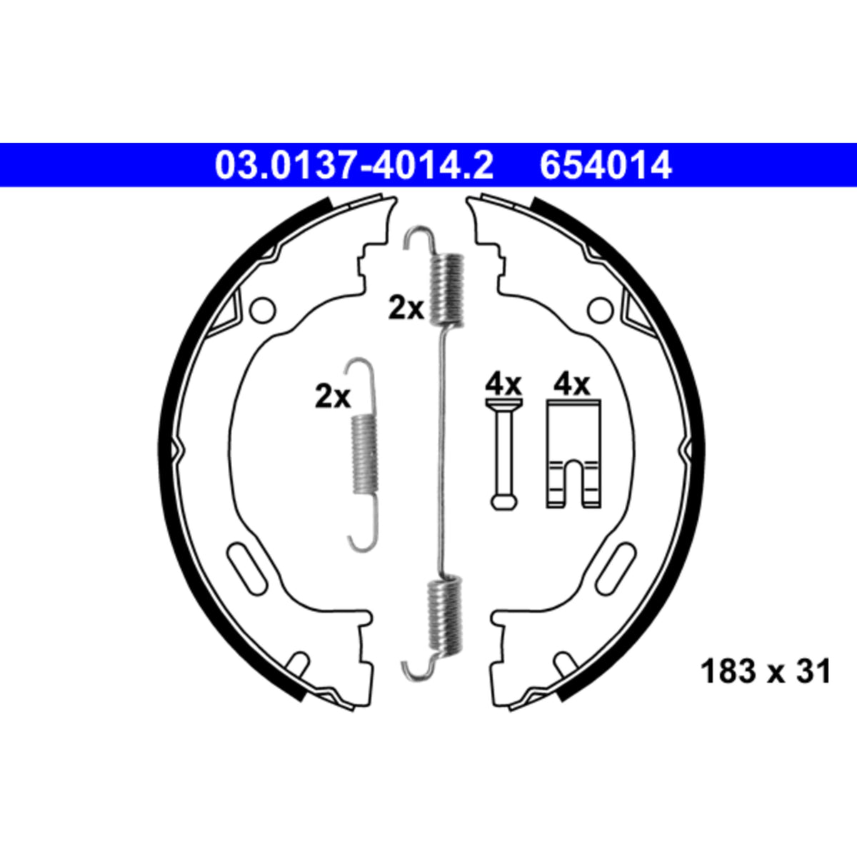 ATE Parking Brake Shoe Set 654014