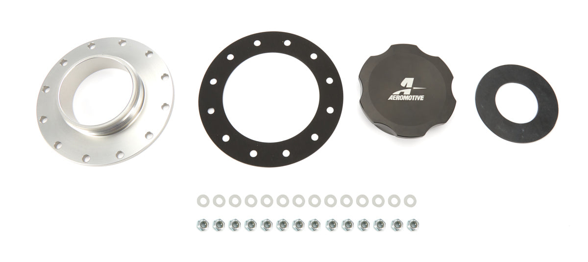 Aeromotive Fillcap Screw-on 3in Dia 12-Bolt Flange - Black Fuel Cells, Tanks and Components Fuel Cell/Tank Caps main image