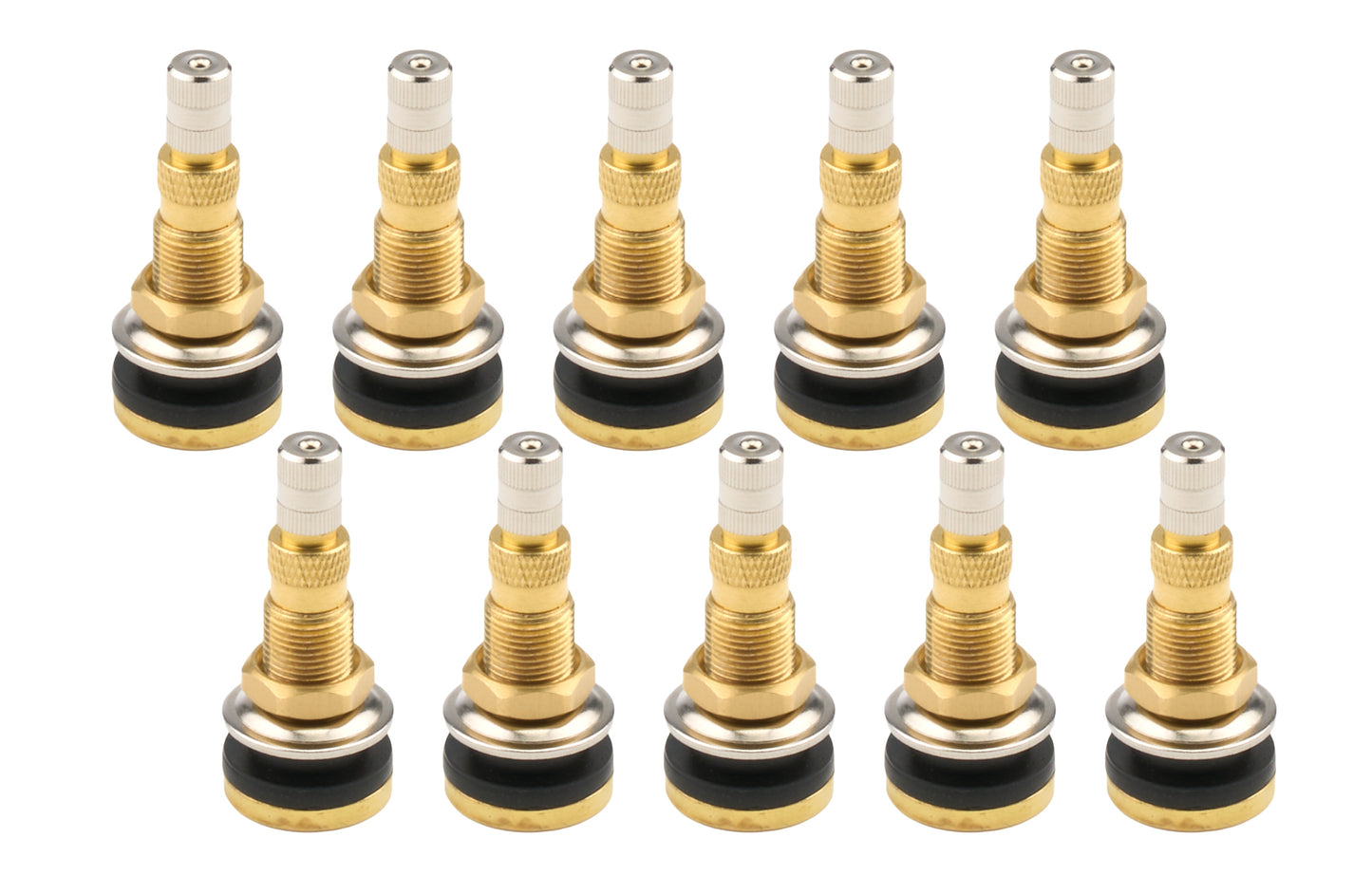 ALLSTAR PERFORMANCE Brass Valve Stem .625in Fast Flow Core 10pk Wheels and Tires Tire and Wheel Accessories main image