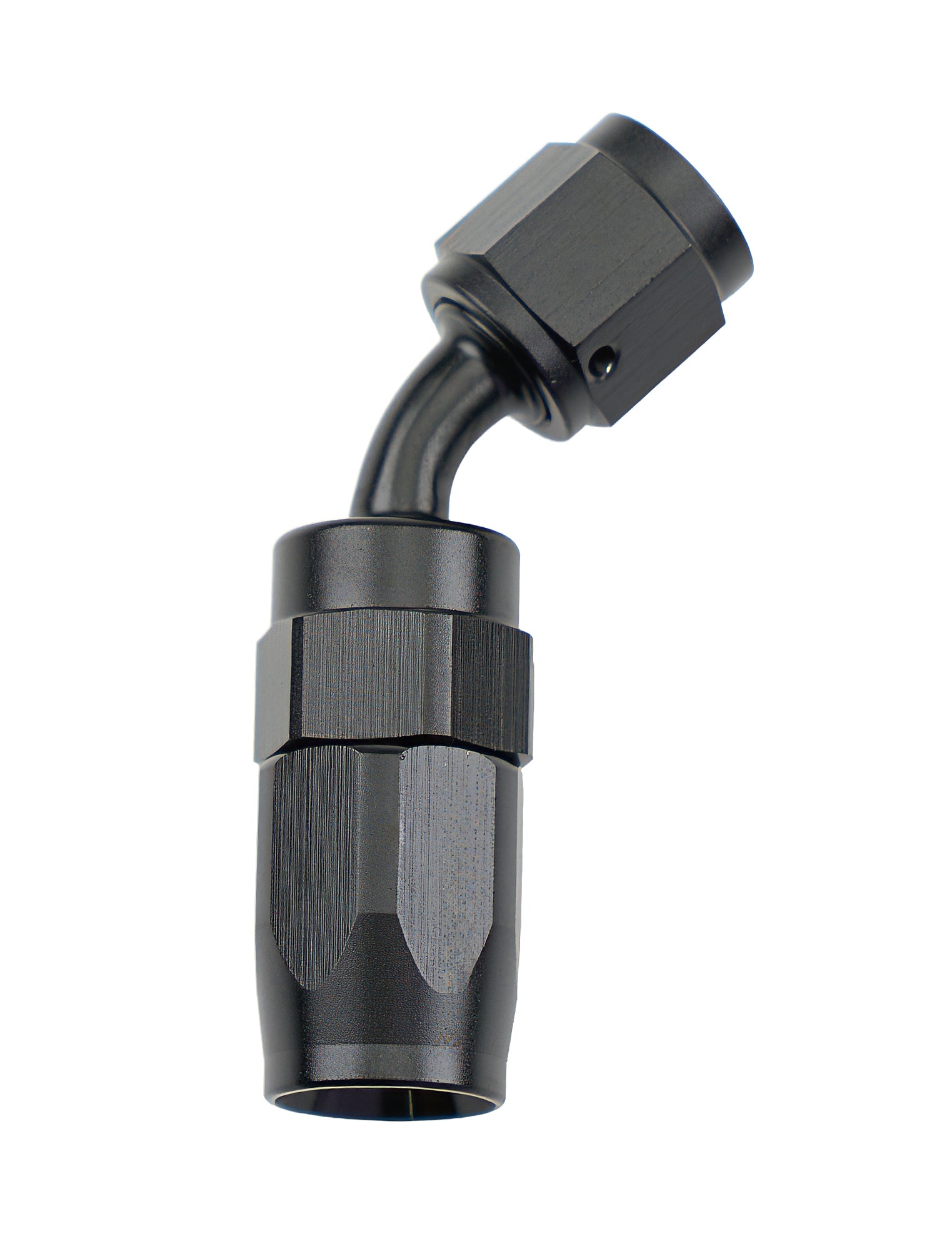 ALLSTAR PERFORMANCE Reusable Hose End Black 45 Deg Elbow -4 Fittings Hoses and Valves Fittings and Plugs main image