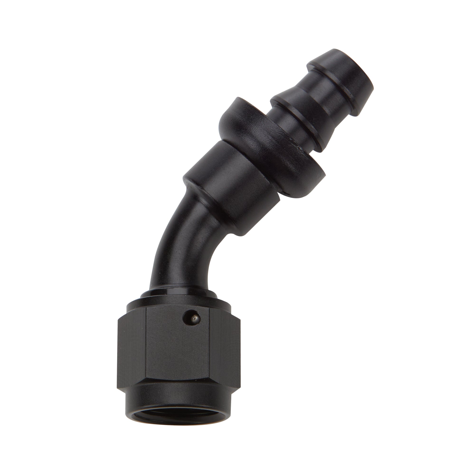 Allstar Performance Pushlock Hose End Black 45 Deg Elbow -4 Fittings and Plugs Hose Ends main image