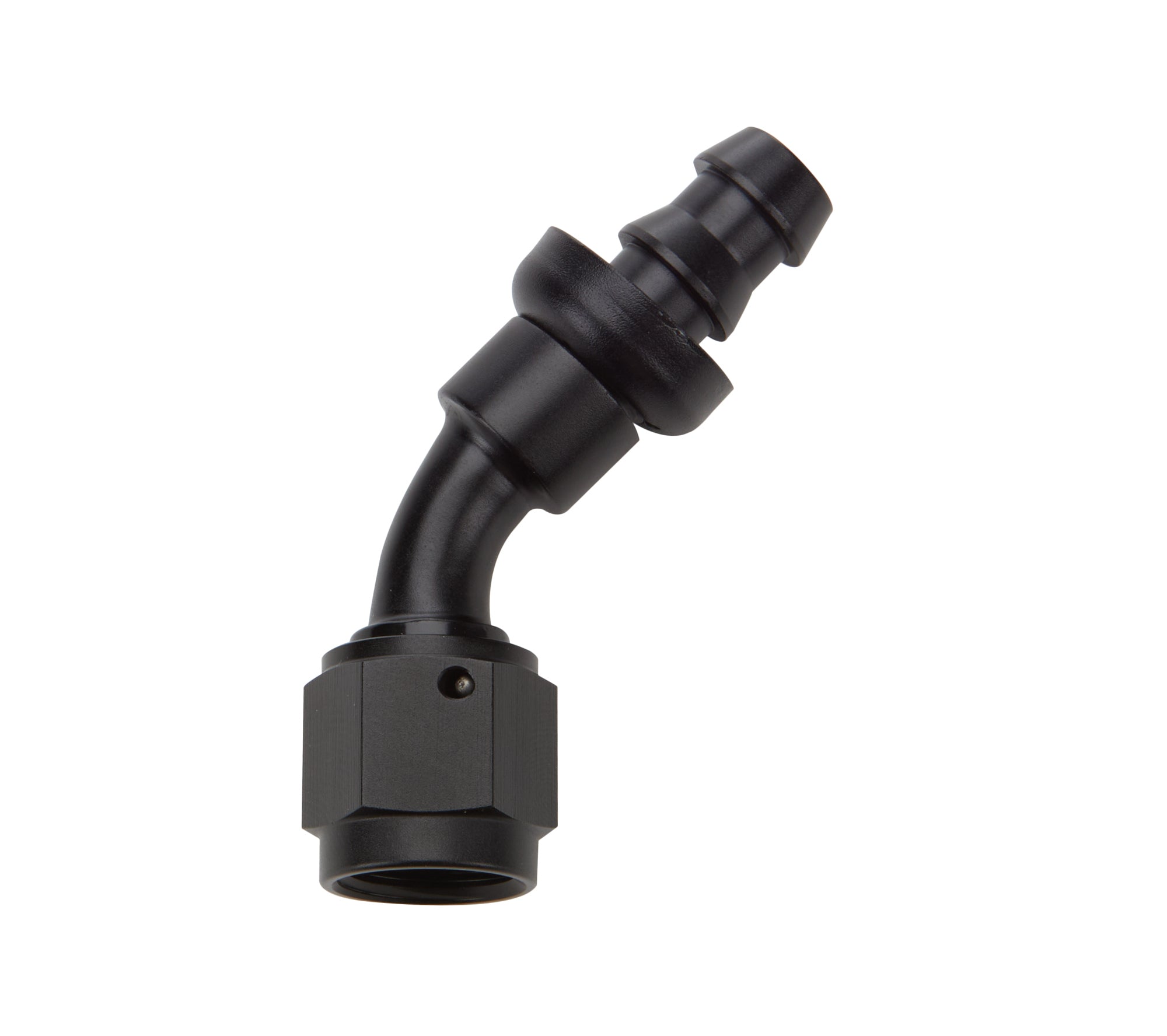 Allstar Performance Pushlock Hose End Black 45 Deg Elbow -6 Fittings and Plugs Hose Ends main image