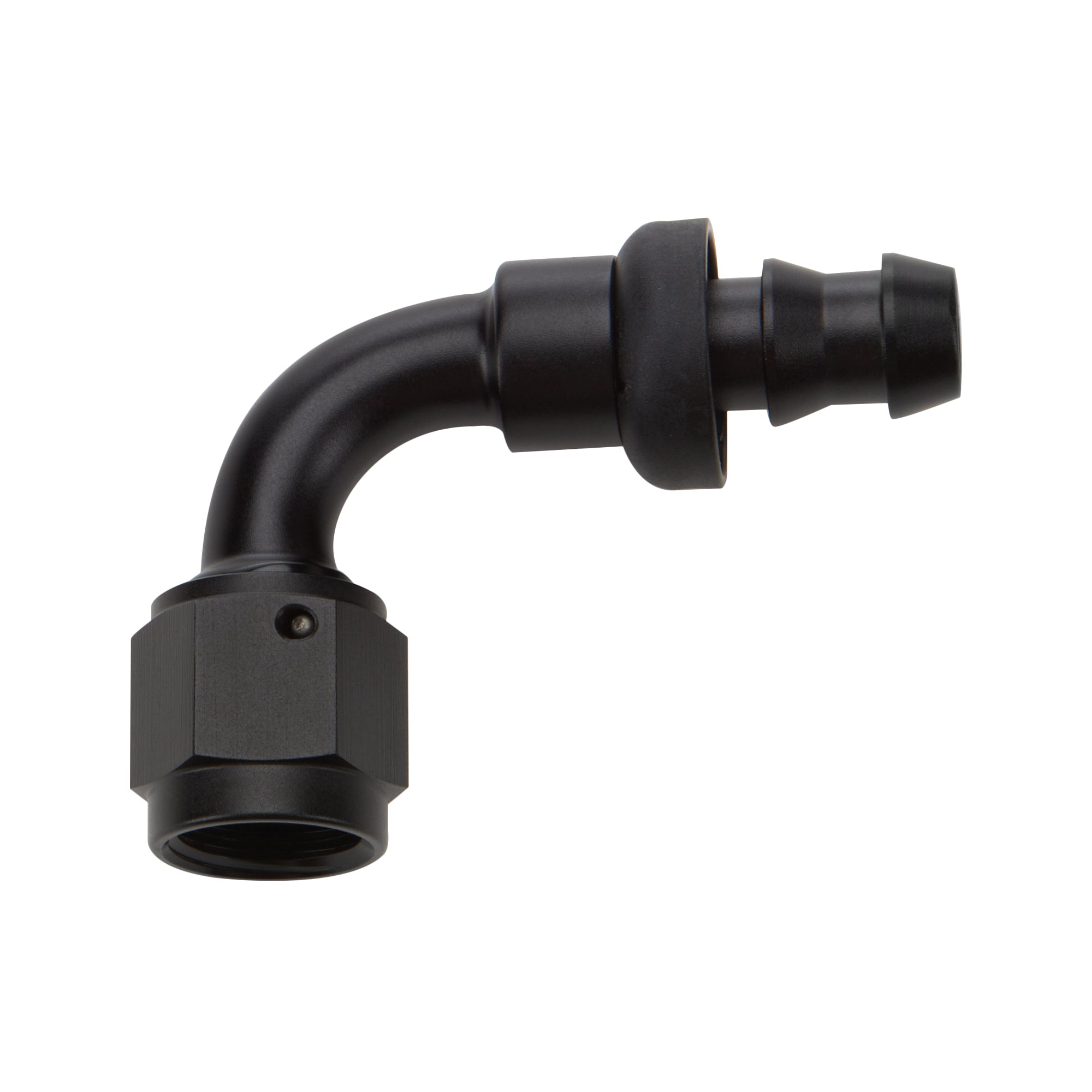 Allstar Performance Pushlock Hose End Black 90 Deg Elbow -4 Fittings and Plugs Hose Ends main image