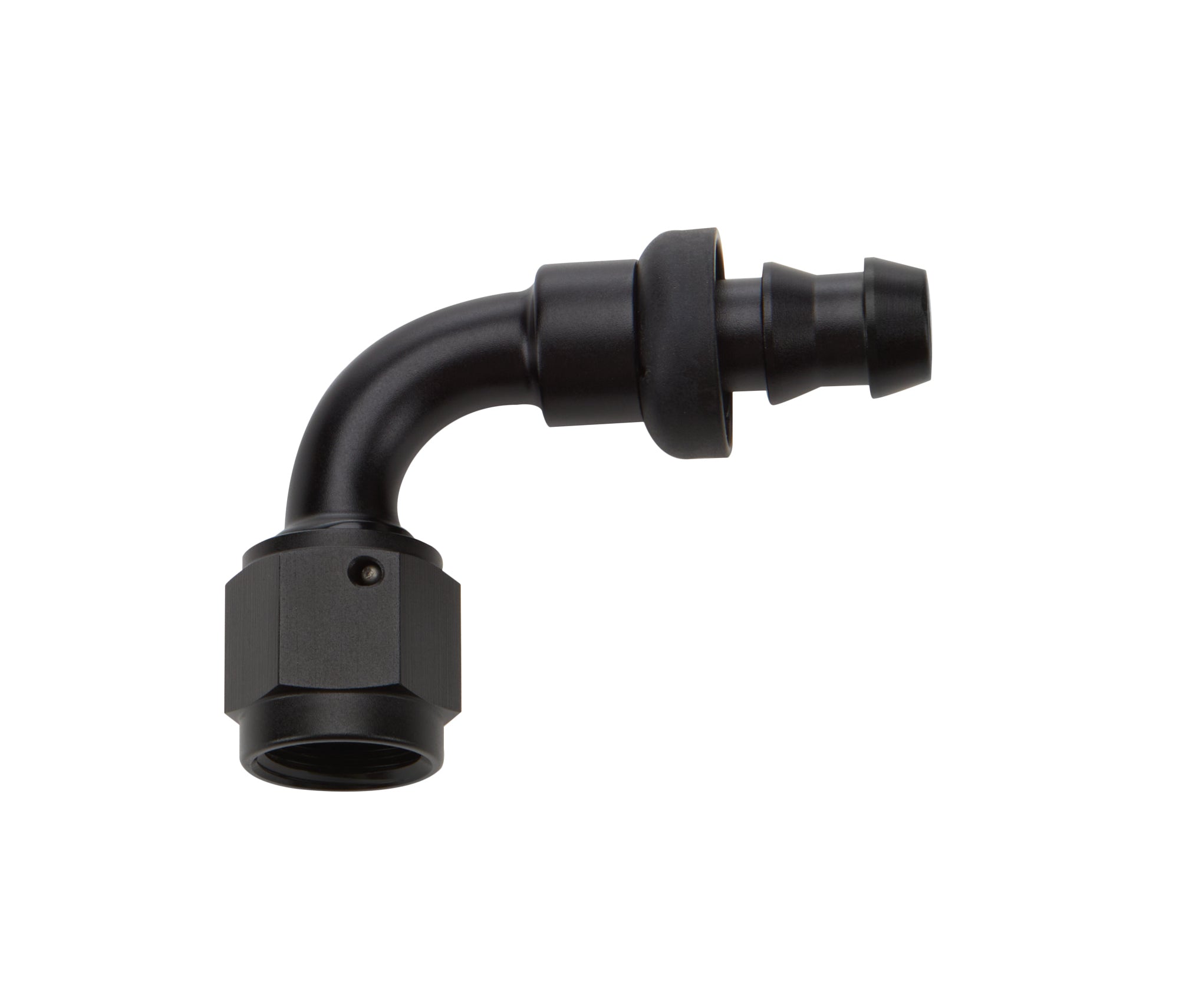 Allstar Performance Pushlock Hose End Black 90 Deg Elbow -6 Fittings and Plugs Hose Ends main image