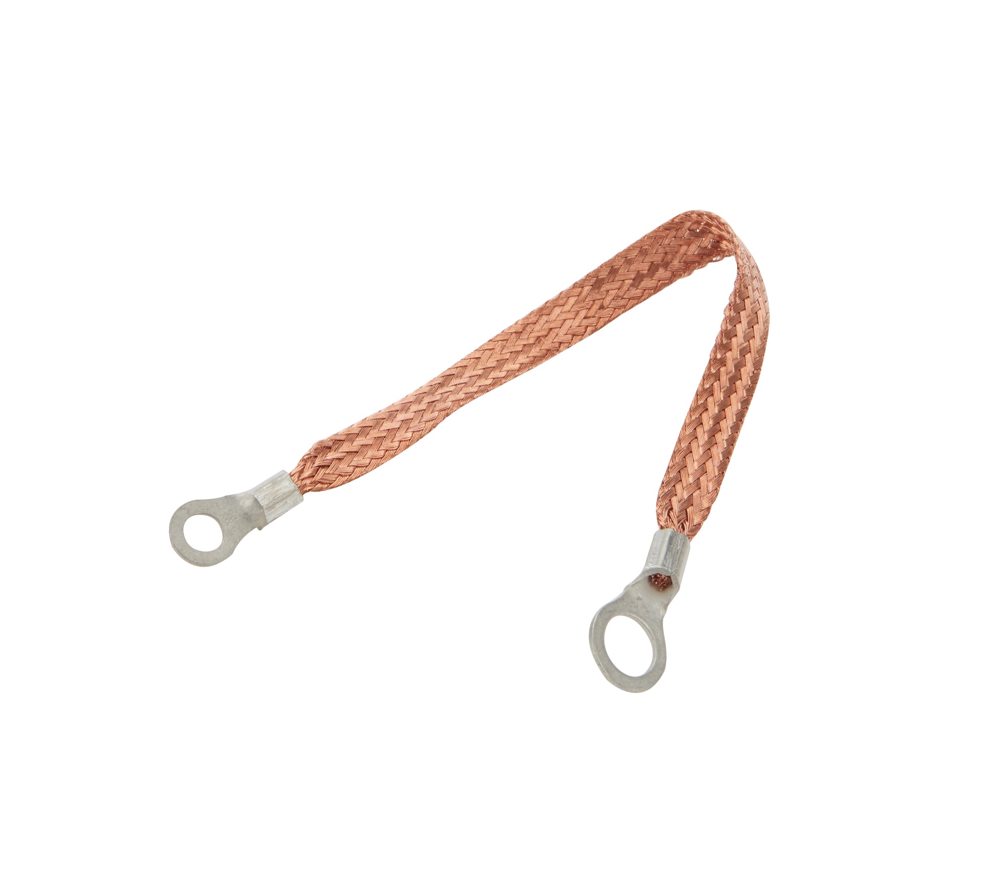 Allstar Performance Copper Ground Strap 9in w/ 1/4in and 3/8in Ring Wiring Components Ground Straps main image