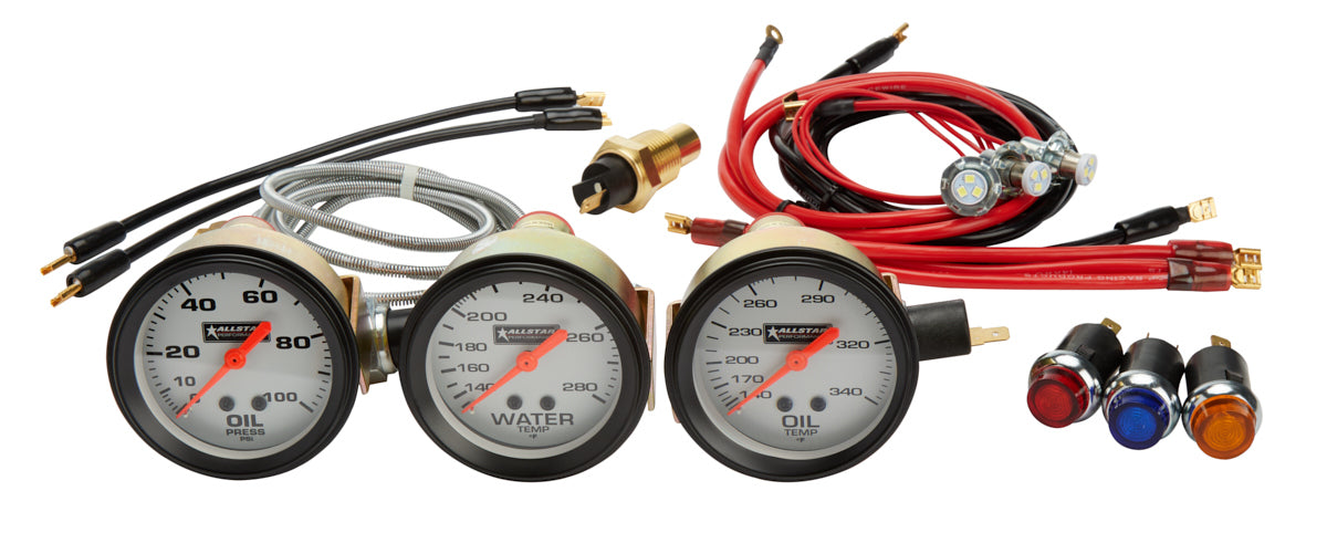 Allstar Performance 3 Gauge Kit OP/WT/OT  Gauge Kits Analog Gauge Kits main image
