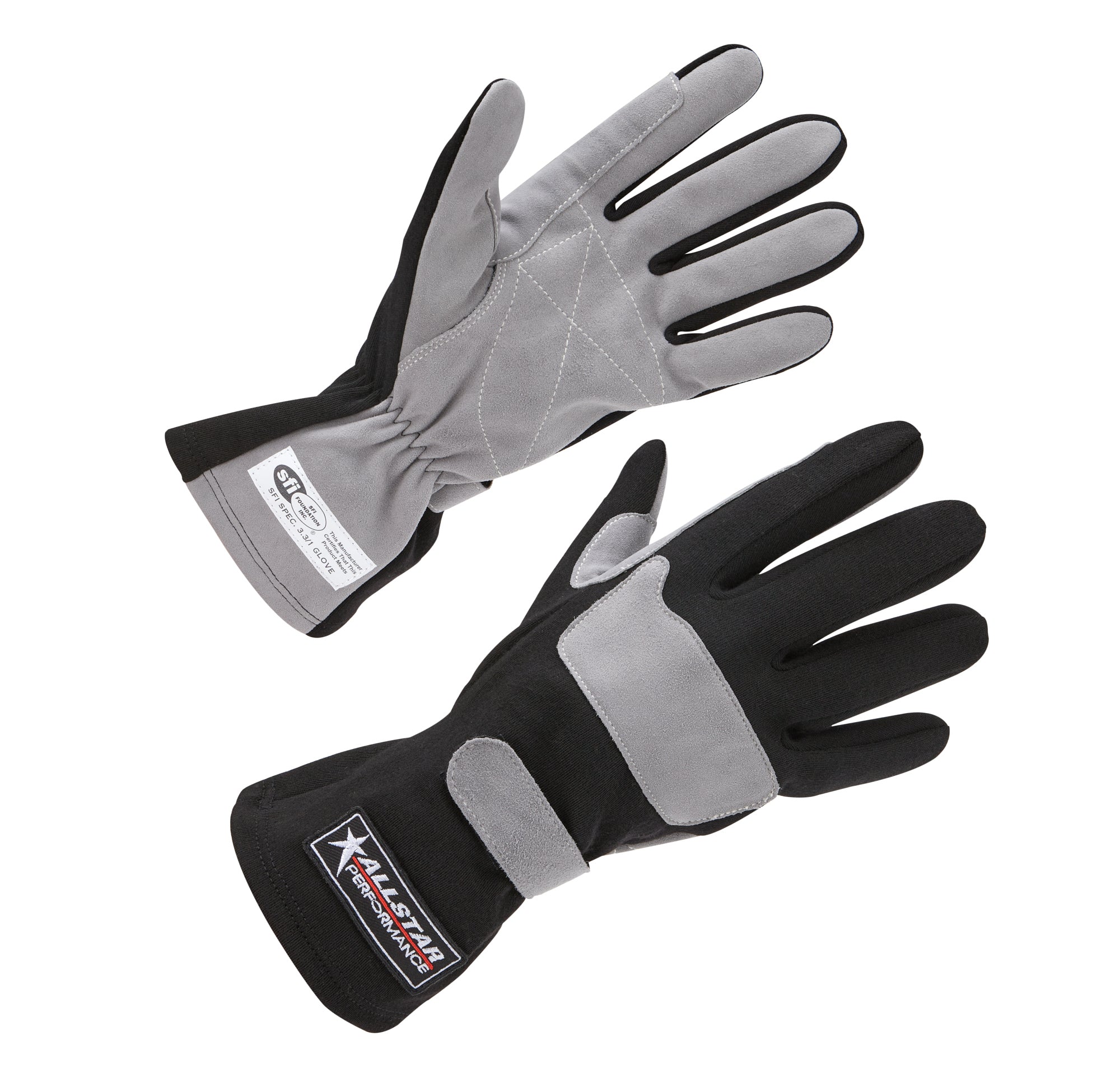 Allstar Performance Driving Gloves SFI 3.3/1 S/L Black/Gray Small Safety Clothing Driving Gloves main image