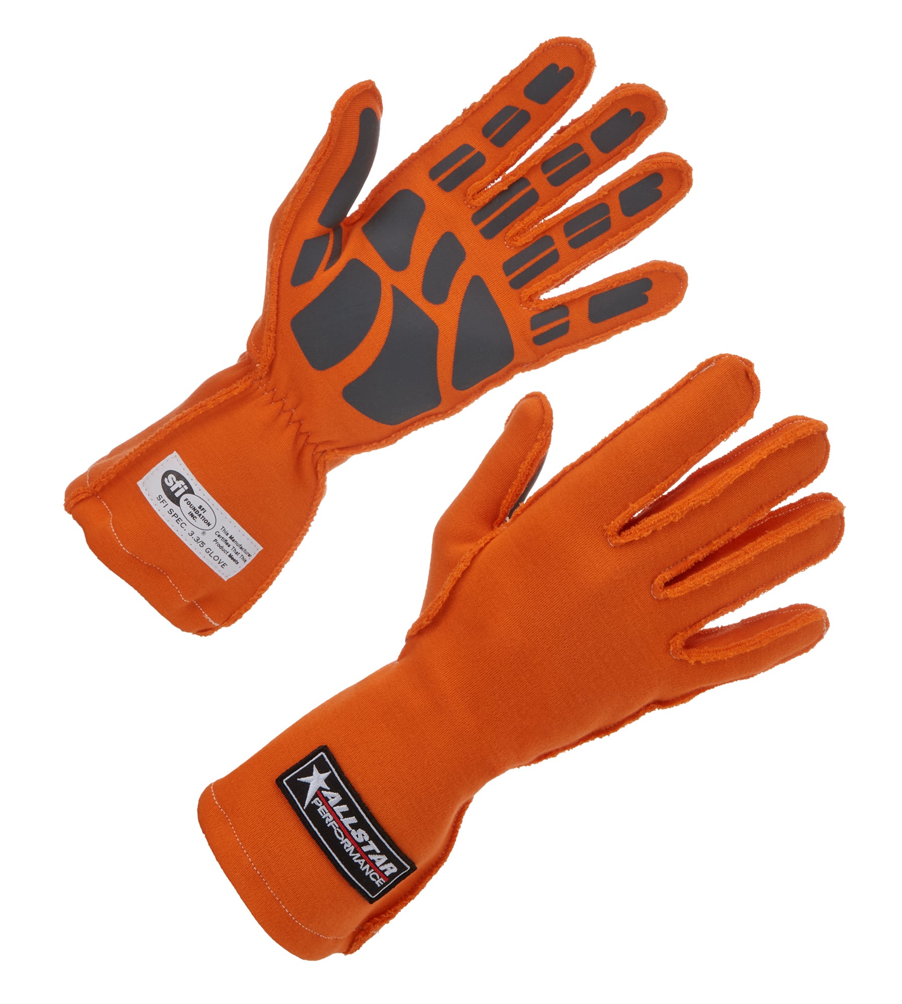 Allstar Performance Driving Gloves SFI 3.3/5 Outseam D/L SM Orange Safety Clothing Driving Gloves main image