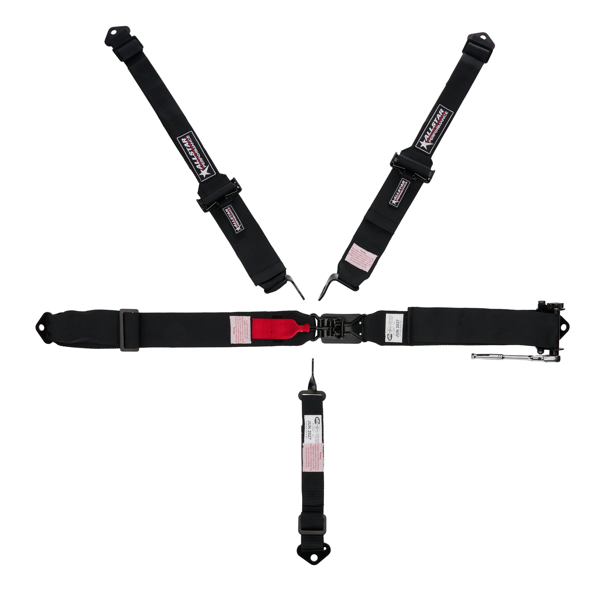 ALLSTAR PERFORMANCE 5-Pt Harness L&L Ratchet 3in Belts w/2in Shoulder Safety Equipment Safety Restraints main image