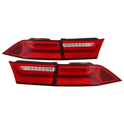 SPYDER xTune 06-08 Acura TSX Light Bar LED 4pcs Tail Lights - Red Clear (ALT-JH-ATSX06-LBLED-RC) 9047527
