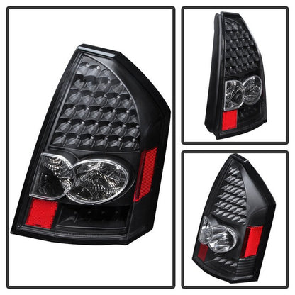 SPYDER Xtune Chrysler 300 05-07 LED Tail Lights Black ALT-JH-CHR305-LED-BK 9027567